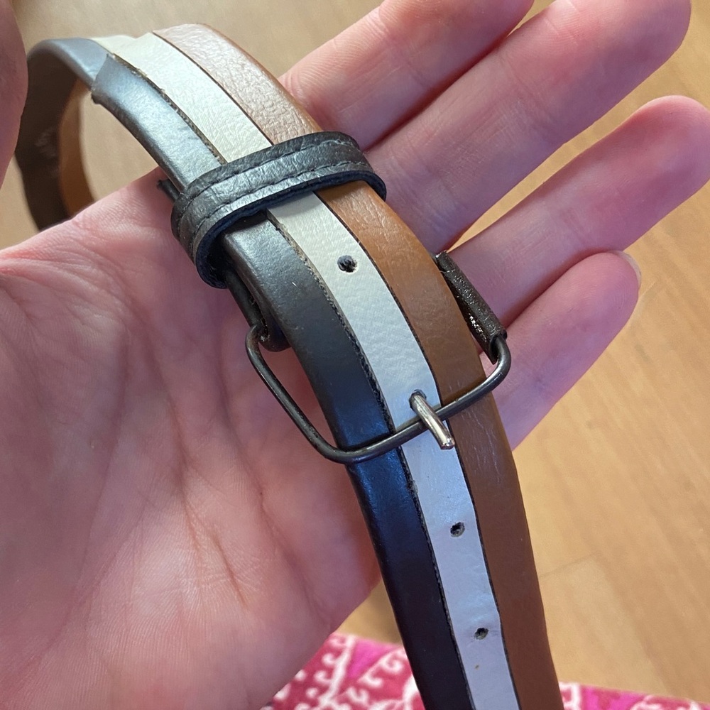 Allrite Belt Co. Men's Tri-Color Leather Belt — Brown, Black & White
